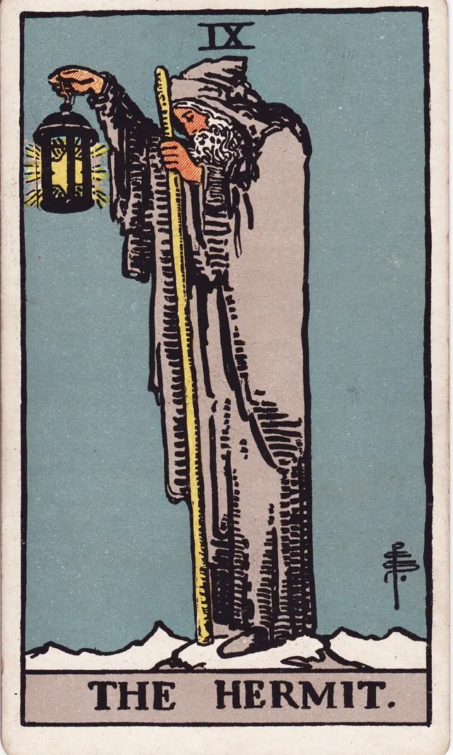 Die Tarotkarte Der Eremit aus dem Rider-Waite-Smith-Tarot