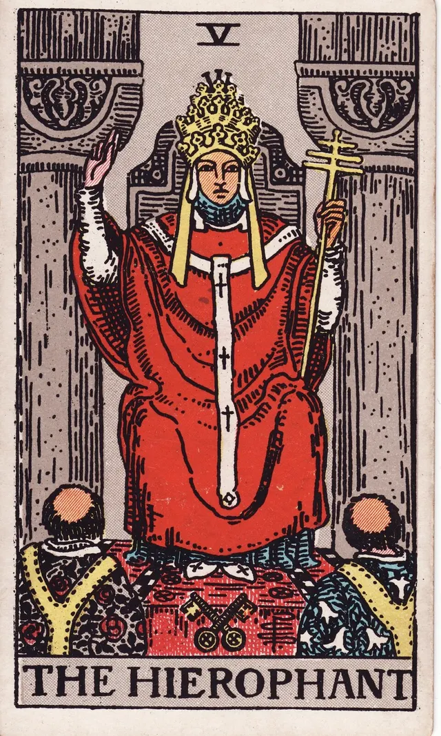Die Tarotkarte Der Hierophant aus dem Rider-Waite-Smith-Tarot